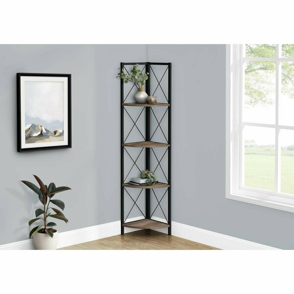 Daphnes Dinnette 60 in. Bookcase with Metal Corner, Brown Reclaimed & Black DA2456404